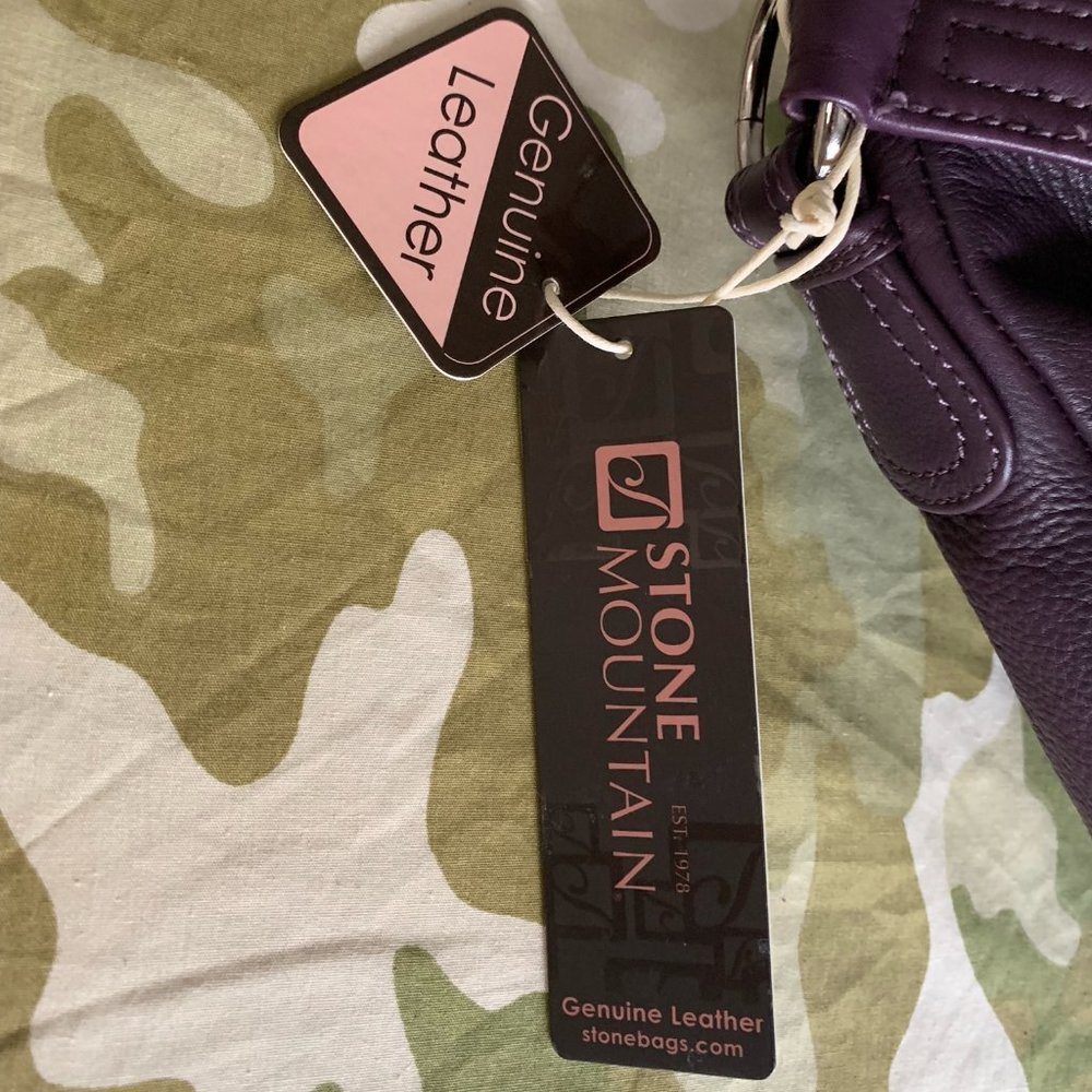 Stone Mountain GENUINE Deep Purple Leather Shoulder Bag NWT - Picture 11 of 15